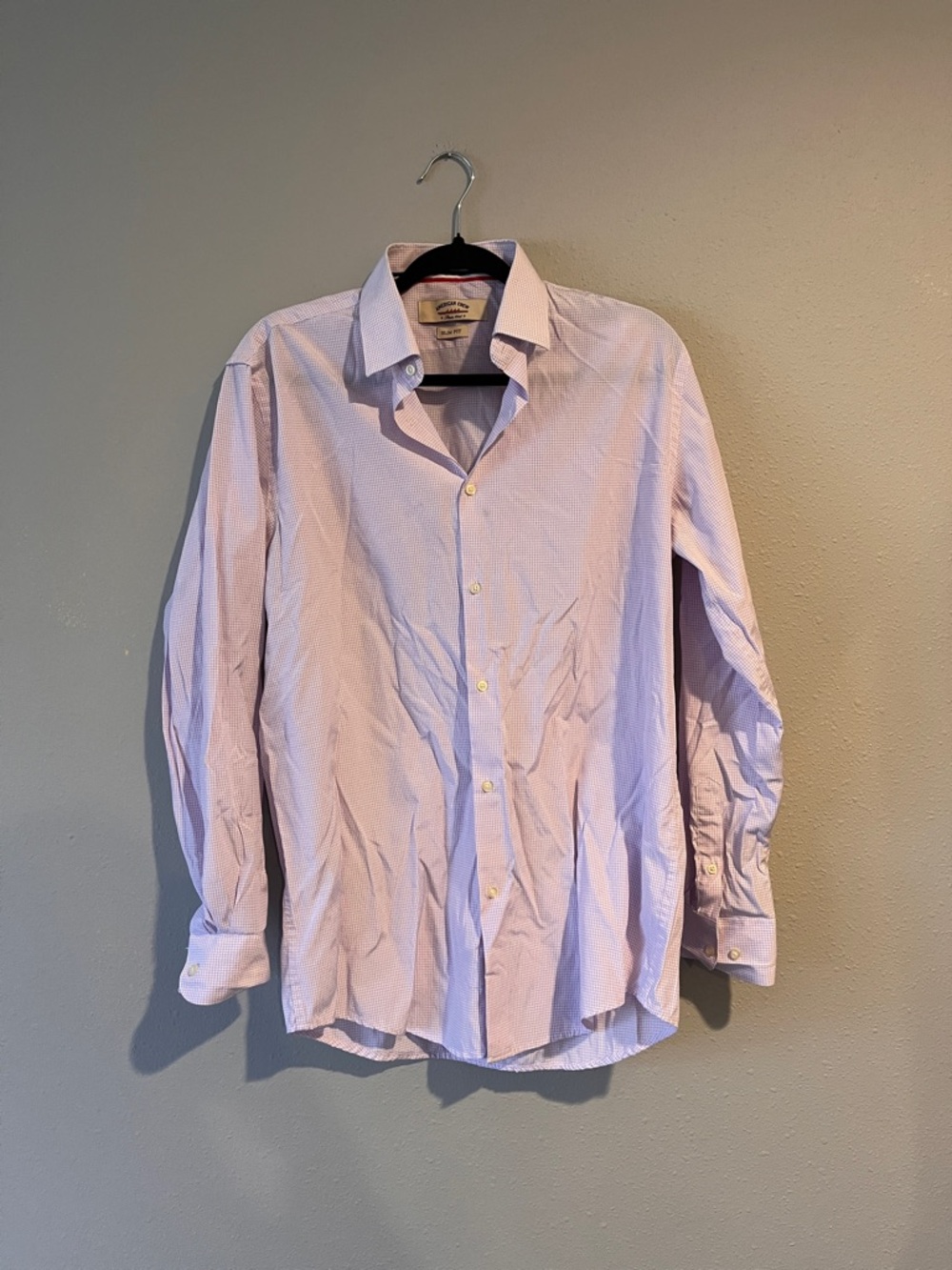 American Crew Slim Fit Purple Check Button Up